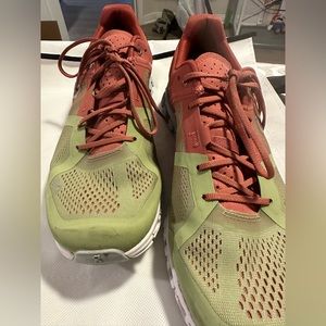 On Cloudflow Running Shoes-Womens- Size 9.5 Green Maroon- Low Top- Athletic Shoe